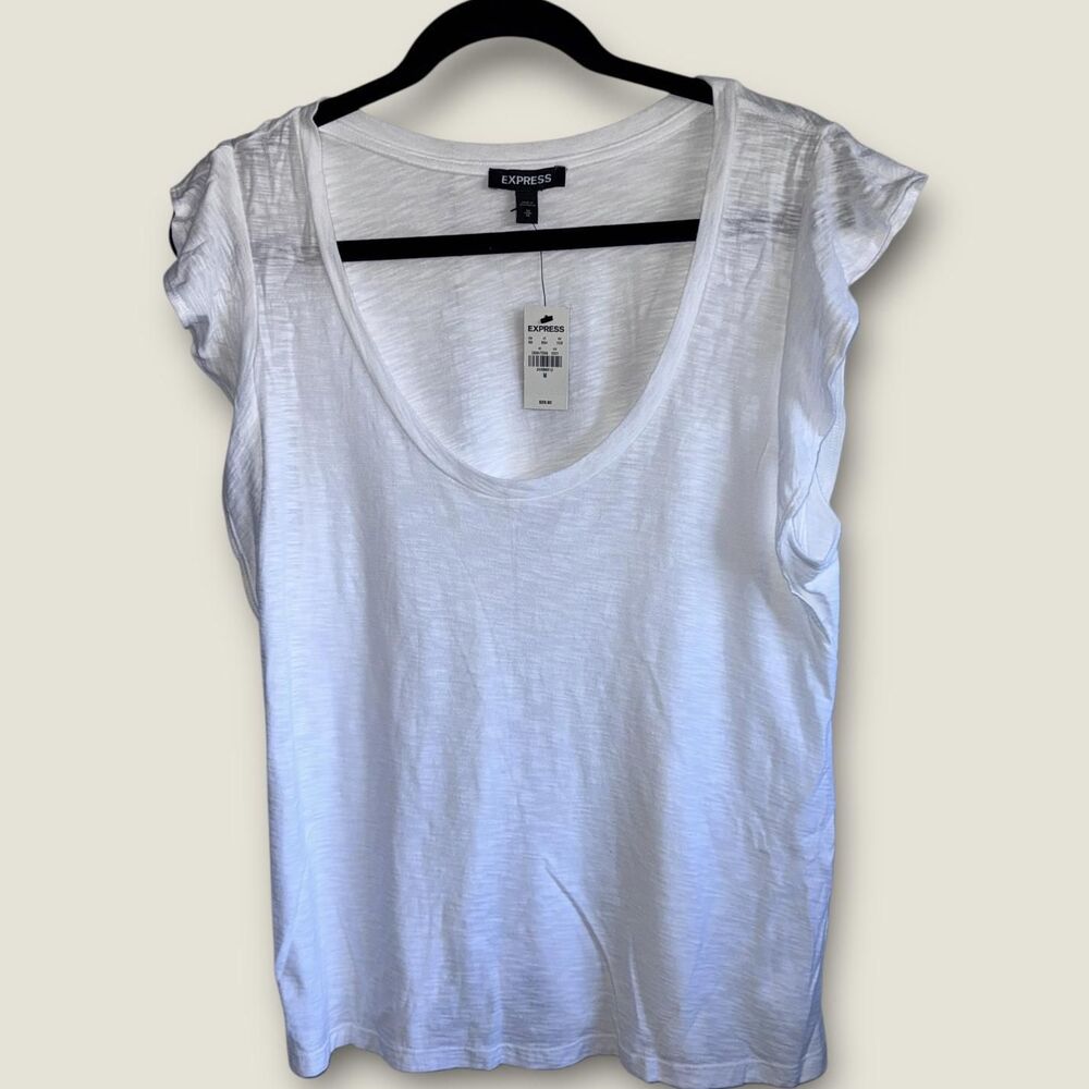 Express‎ Flutter Sleeve Scoop Neck Slub Tee | Size M, New with Tags